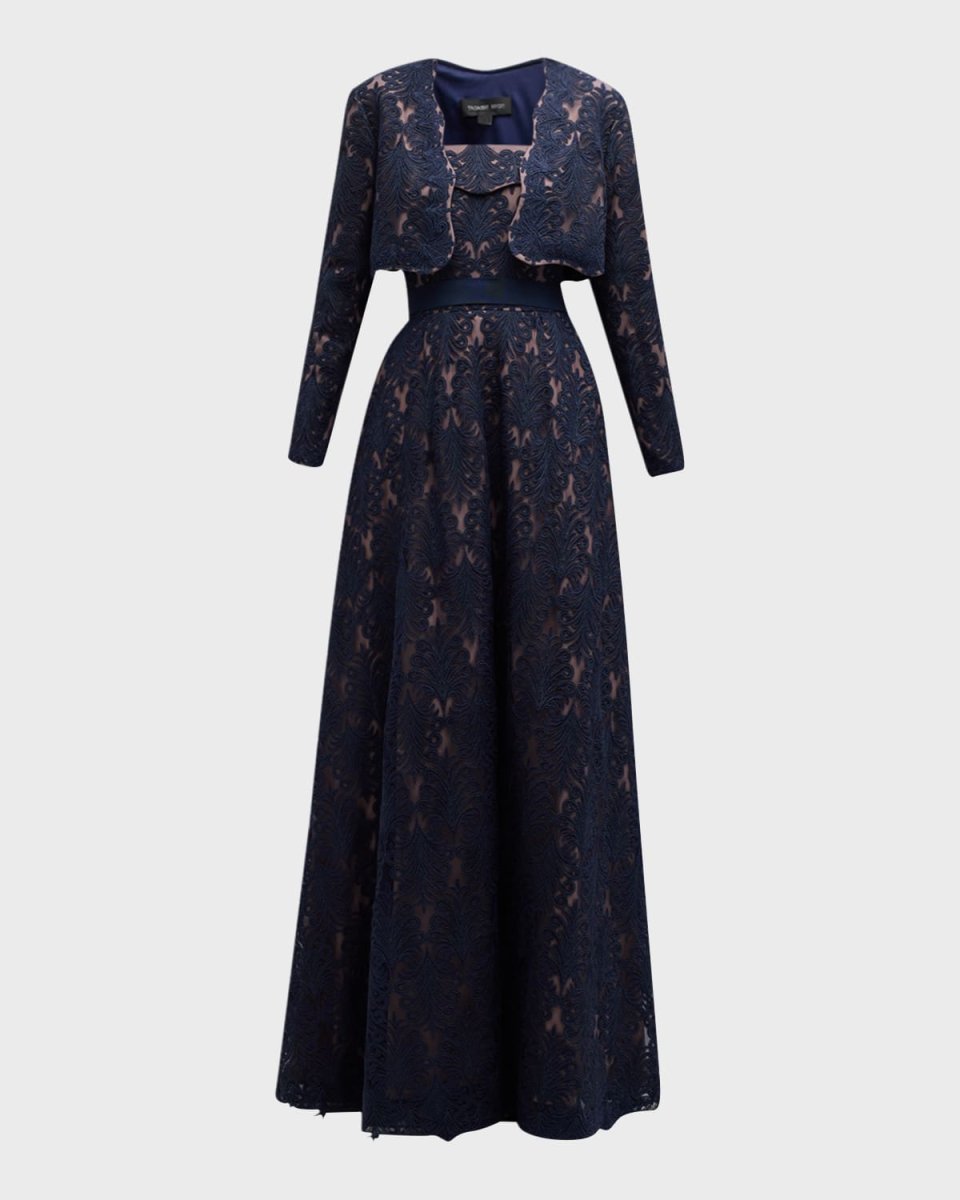 Strapless Corded Lace Gown and Jacket Set